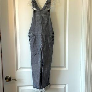 Boden Striped Blue and White Denim Overalls 8